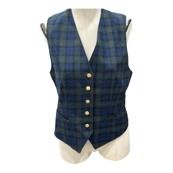 Pendleton Vintage green blue and red wool vest 6 - Picture 1 of 6